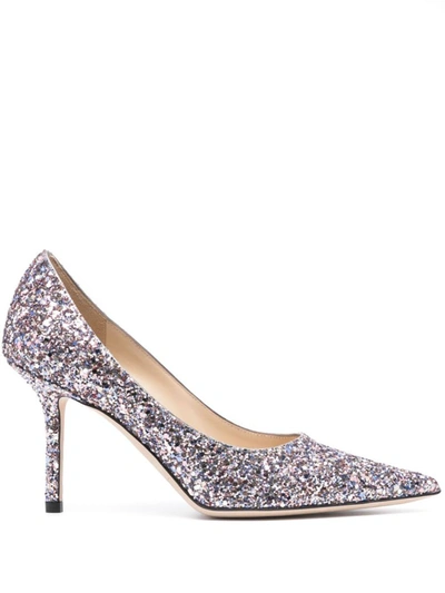 Jimmy Choo Love 85 Glitter Pumps In Silver