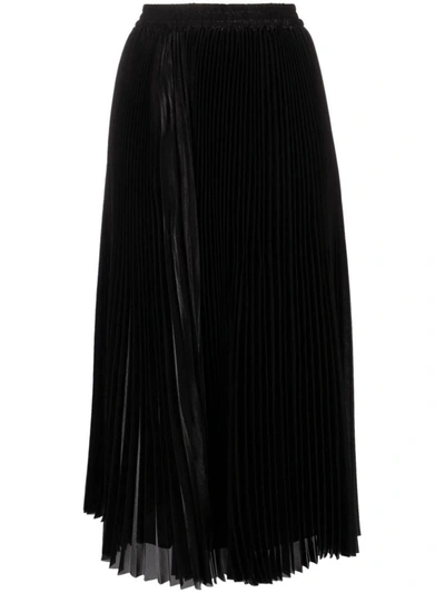 P.a.r.o.s.h High-waisted Pleated Midi Skirt In Black
