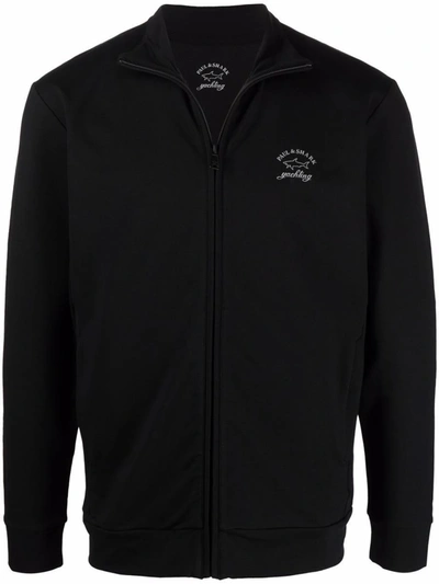 Paul & Shark Logo-print Zip-up Sweatshirt In Black
