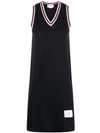 Thom Browne Piquet Dress With V Neckline And Arm Holes In Blue
