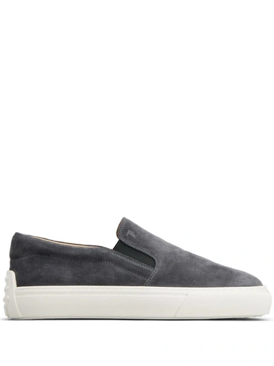 Tod's Contrast Trim Loafers In Grey