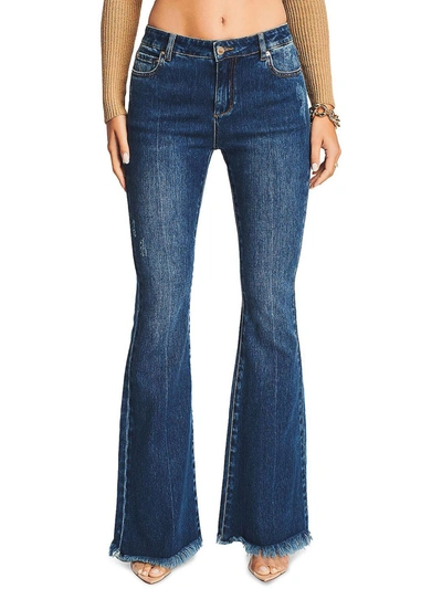 Retroféte Laurel Womens Distressed Stretch Flare Jeans In Blue