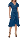 DKNY WOMENS MIDI FAUX-WRAP COCKTAIL AND PARTY DRESS