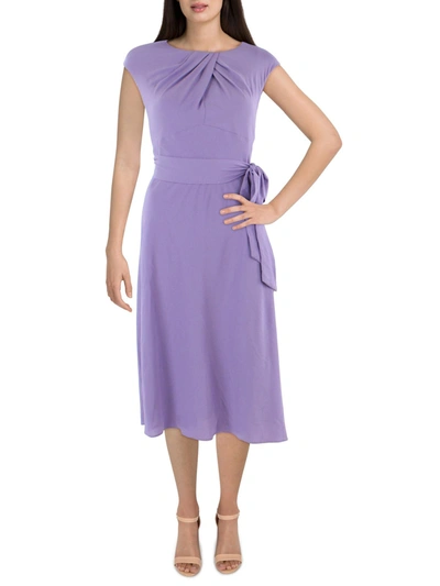 Lauren Ralph Lauren Womens Crepe Cap Sleeve Midi Dress In Blue