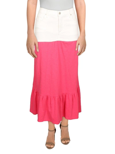 Refried Apparel Womens Denim Slub Maxi Skirt In Pink