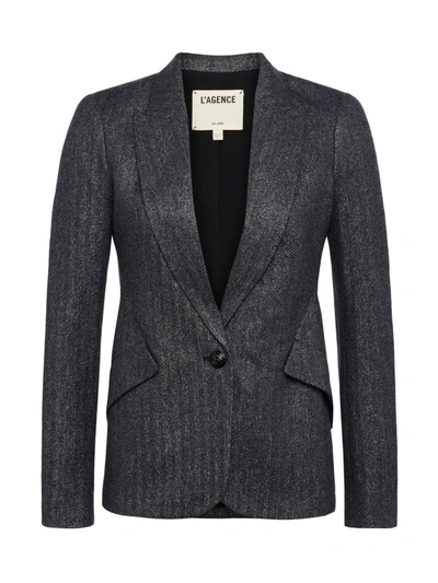 L Agence Chamberlain Blazer In Grey Herringbone