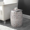 JONATHAN Y CHIARA 17.5" TERRAZZO CERAMIC GARDEN STOOL, WHITE/PINK