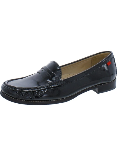 Marc Joseph East Village Womens Patent Leather Slip On Penny Loafers In Black
