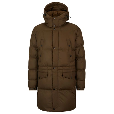 Hugo Boss Water-repellent Padded Jacket With Hood In Light Green