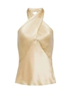 L Agence Letitia Twist-neck Halter Silk Blouse In Multi
