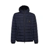 Refrigiwear Elegant Black Hooded Down Jacket With Chic Olive Accent In Blue