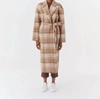 ATM ANTHONY THOMAS MELILLO PLAID FLANNEL OVERSIZED WRAP COAT IN NATURAL BEIGE MULTI