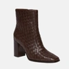 Paige Frances Woven Leather Ankle Booties In Chocolate