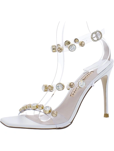 Sophia Webster Rosalind Womens Leather Ankle Strap Heels In White