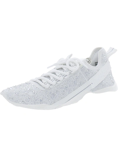 Steve Madden Maxima Womens Rhinestone Chunky Casual And Fashion Sneakers In White