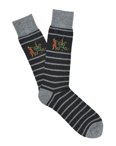 J.mclaughlin Santa Sleigh Stripe Socks In Multi