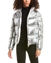 Moncler Metallic Puffer Jacket In Silver