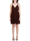 BCBGENERATION WOMENS METALLIC MINI COCKTAIL AND PARTY DRESS