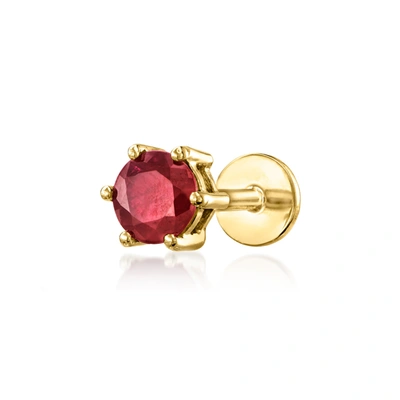 Rs Pure By Ross-simons Ruby Single Flat-back Stud Earring In 14kt Yellow Gold In Red