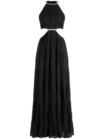 Alice And Olivia Myrtice Embellished Cutout Gown In Black