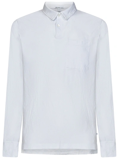 James Perse Rugby Polo Shirt In White Suede Jersey