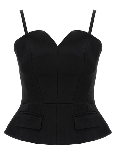 Karl Lagerfeld Flared-hem Corset Top In Black