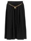 Moschino Heart-charm Ruched Midi Skirt In Black