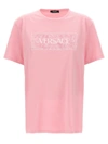 Versace Barocco Logo Cotton Jersey T-shirt In Pink
