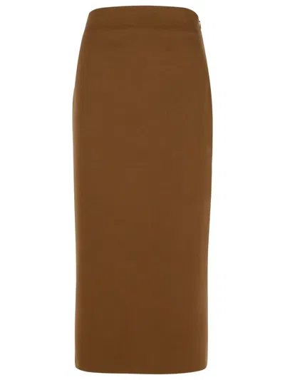 797 LOULOU STUDIO 'SAMOS' BROWN VIRGIN WOOL SKIRT