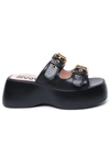 MOSCHINO MOSCHINO BLACK LEATHER SLIPPERS