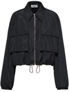 Miu Miu Technical Silk Blouson Jacket In Nero