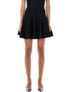 Alaïa Ribbed Flared Mid-rise Wool-blend Mini Skirt In Black