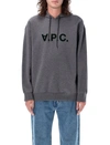 Apc Milo Logo-print Drawstring Hoodie In Heather Grey