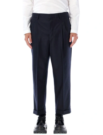 Ami Alexandre Mattiussi Navy Carrot Fit Trousers In Blue/navy