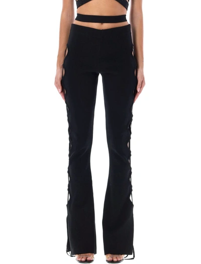Andreädamo Stretch Knit Cut-out Flared Trousers In Black