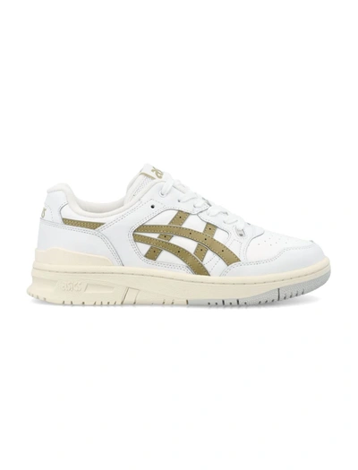 Asics Ex89 Leather Sneakers In White/safari Khaki