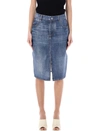 BOTTEGA VENETA BOTTEGA VENETA DENIM PRINTED VISCOSE AND SILK MIDI SKIRT