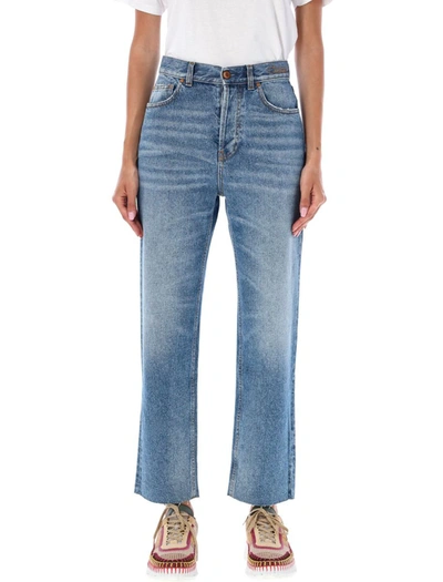 Chloé Raw Cut Denim Jeans In Foggy Blue