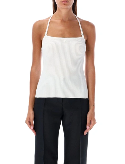 Courrèges Strap Rib Top In White