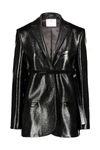 Courrèges Courreges Woman Blazer Black Size 4 Cotton, Polyurethane, Elastane In Black
