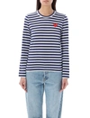 Comme Des Garçons Play Striped Long-sleeved T-shirt In Navy White Stripes