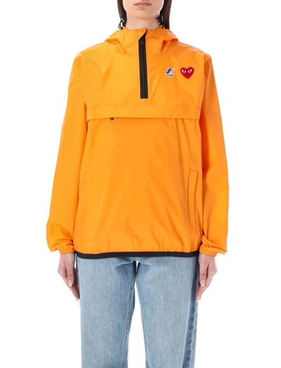 Comme Des Garçons Play Waterproof Hooded Jacket In Orange