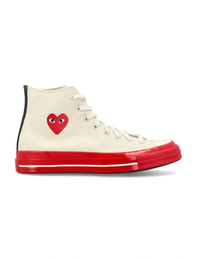 Comme Des Garcons X Converse Comme Des Garçons Play X Converse Chuck 70 Cdg High Red Sole In Off White