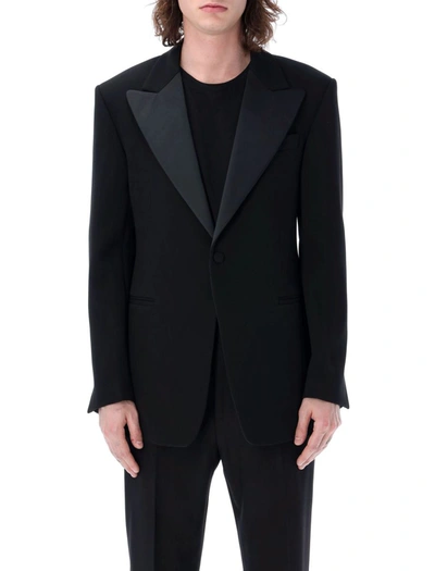 Ferragamo Single Breasted Tuxedo Blazer In Black