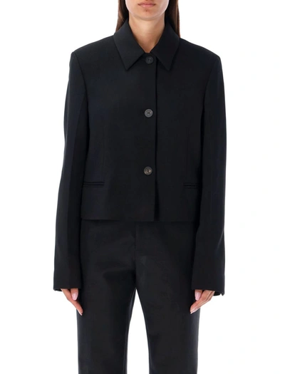 Ferragamo Three-button Rayon Jacket In Black