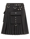 Givenchy Jupe Kilt En Laine Et Mohair In Black