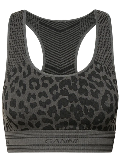 Ganni Leoparded Top. In Black