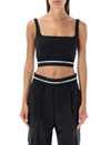 Helmut Lang Cotton Blend Square Neck Crop In Black