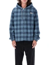 Marni Logo-patch Check-print Jacket In Blue Check