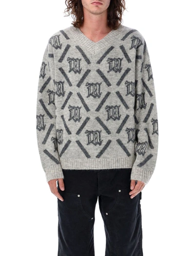 Misbhv Argyle Knit Sweater In Perfect Grey